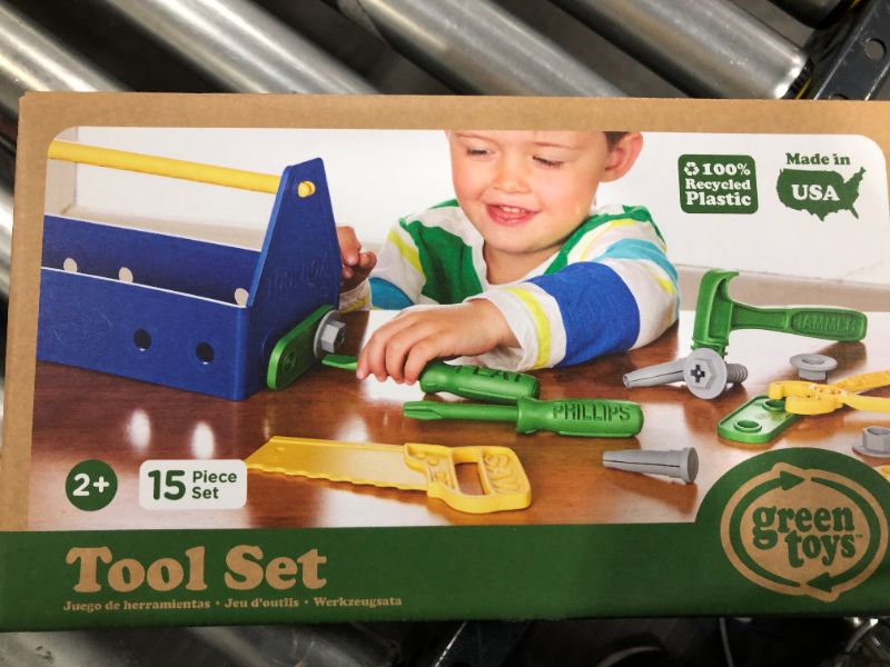 Photo 1 of Green Toys Tool Set, Blue - 15 Piece Pretend Play, Motor Skills, Language & Communication Kids Role Play Toy. No BPA, phthalates, PVC. Dishwasher Safe, Recycled Plastic, Made in USA.