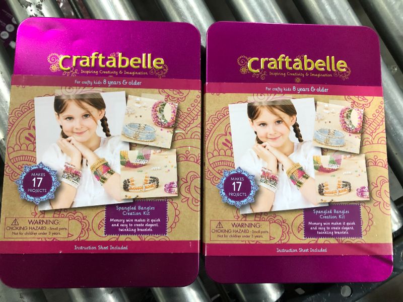 Photo 2 of 2pk Craftabelle Spangled Bangles Creation Kit Bracelet Making Kit 366pc Jewelry Set with Memory Wire DIY Jewelry Kits for Kids Aged 8 Years +