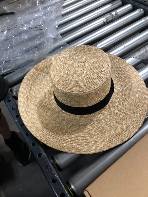 Photo 2 of 6 pks  FEMSÉE Straw Beach Hat - Sun Hats for Women and Men Flat Top Classic Boater Hat
