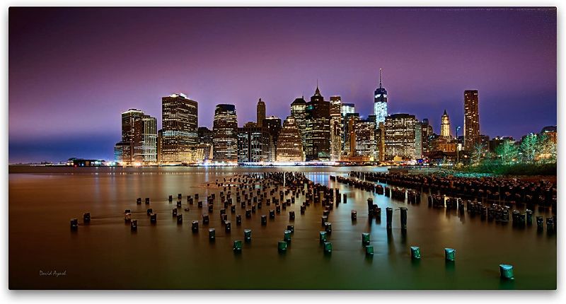 Photo 1 of Brooklyn Bridge Park and Financial District - I by David Ayash Wall Decor, 16 by 32-Inch Canvas Wall Art
