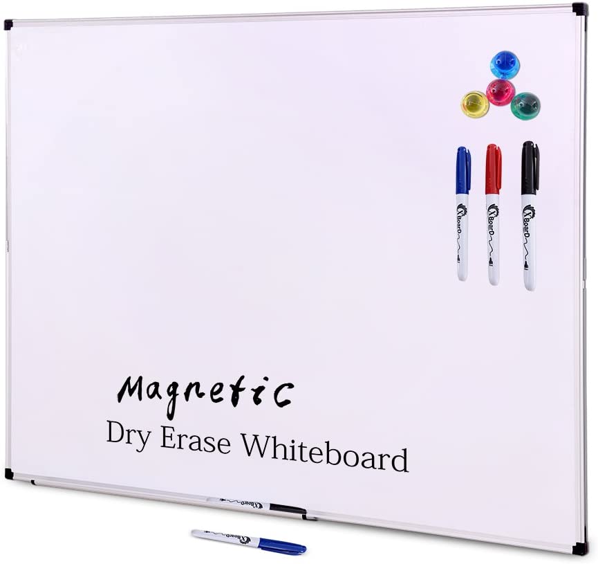 Photo 1 of Magnetic Whiteboard 48 x 36 Dry Erase Board Set- Single-Sided White Board 4 x 3 with 3 Dry Erase Markers & 4 Push Pin Magnets Packed Single Box