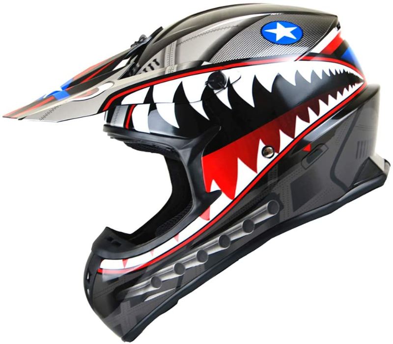 Photo 1 of 1Storm Adult Motocross Helmet BMX MX ATV Dirt Bike Downhill Mountain Bike Helmet Monster Shark size M
