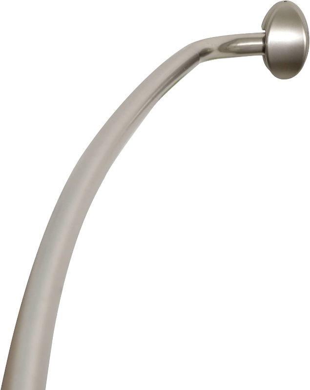 Photo 1 of Zenna Home NeverRust Aluminum Curved Shower Curtain Rod, 44 to 72 Inches, Satin Nickel
