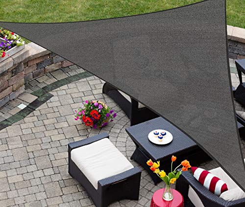 Photo 1 of AsterOutdoor Sun Shade Sail Triangle 12' X 12' X 17' UV Block Canopy for Patio Backyard Lawn Garden Outdoor Activities, Graphite
