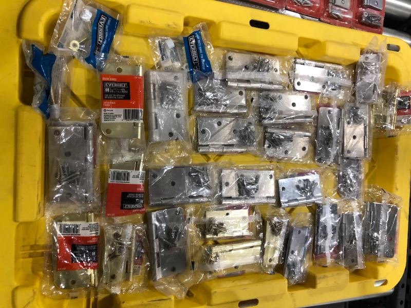 Photo 1 of Box Lot of Door Hinges and Other Hardware Supplies