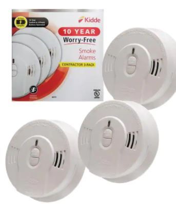 Photo 1 of 10 Year Worry-Free Smoke Detector, Lithium Battery Powered, Smoke Alarm, 3-Pack