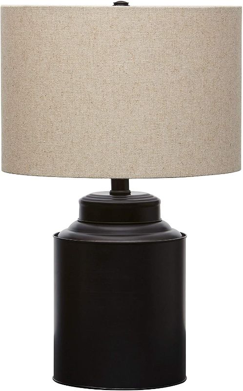 Photo 1 of Amazon Brand – Stone & Beam Rustic Farmhouse Jug Living Room Table Lamp With LED Light Bulb and Drum Shade - 12.5 x 20 Inches, Matte Black