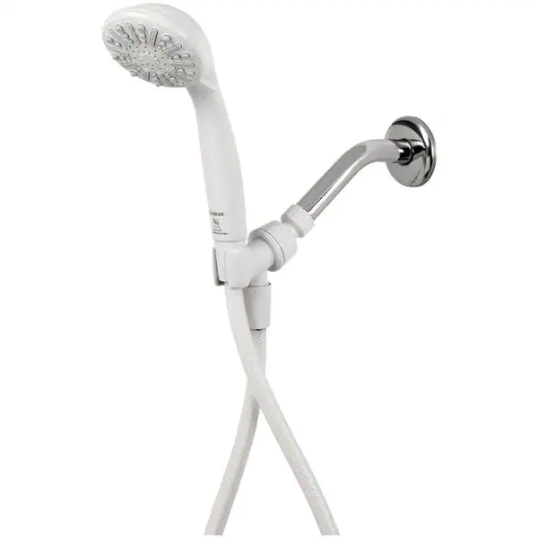 Photo 1 of 3-Spray 3.3 in. Single Wall Mount Handheld Adjustable Shower Head in White

