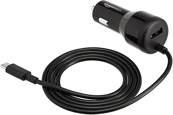 Photo 1 of Amazon Basics USB-C Car Charger with 18W USB-C Cable and 12W USB-A Port

