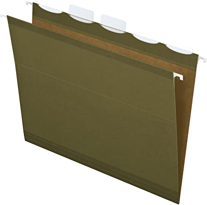 Photo 1 of Pendaflex Ready-Tab Reinforced Hanging File Folders, Letter Size, Standard Green, 5 Tab, 20/BX (42890)
