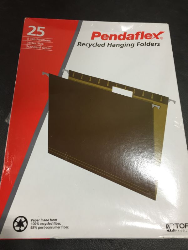 Photo 2 of Pendaflex Ready-Tab Reinforced Hanging File Folders, Letter Size, Standard Green, 5 Tab, 20/BX (42890)
