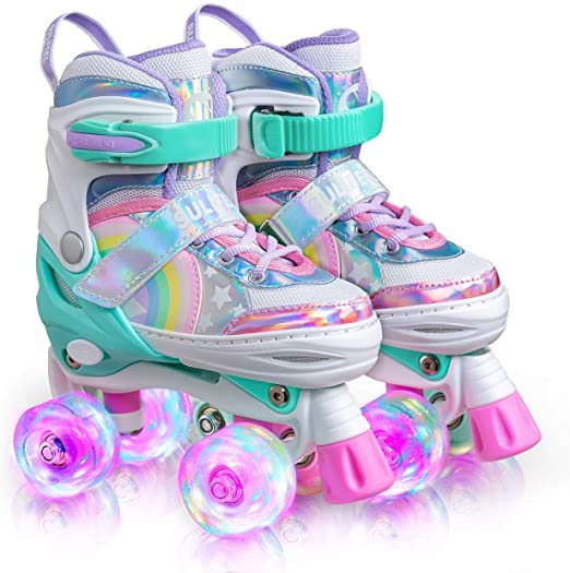 Photo 1 of SULIFEEL Rainbow Unicorn 4 Size Adjustable Light up Roller Skates for Girls Boys for Kids
SIZE UNKNOWN 