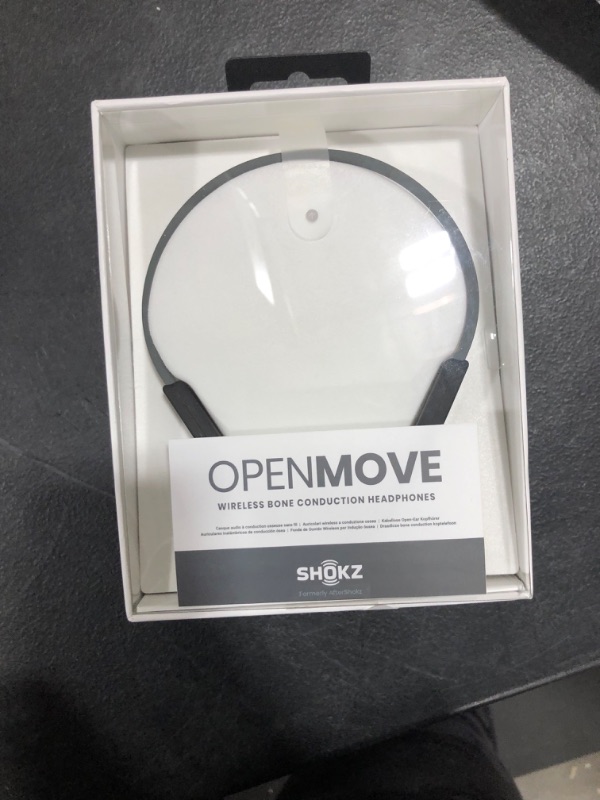 Photo 1 of Shokz OpenMove - Open-Ear Bluetooth Sport Headphones - Bone Conduction Wireless Earphones - Sweatproof for Running and Workouts, with Sticker Pack (Grey)
