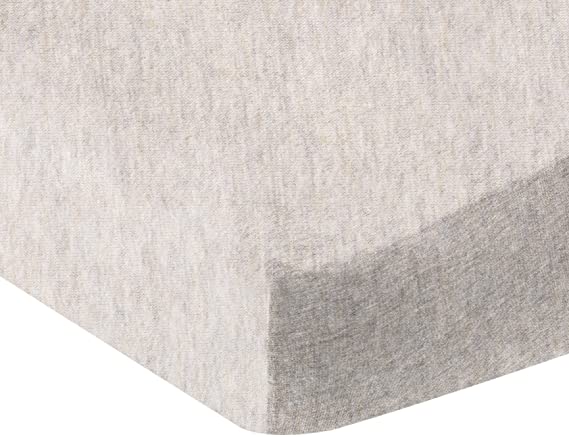 Photo 1 of Amazon Basics 100% Cotton Jersey Fitted Baby Crib Sheet, Fits up to 6-Inch Mattress - 28 x 52-Inch, Oatmeal
