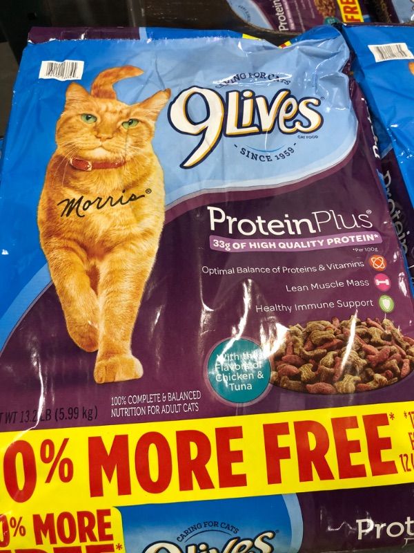 Photo 2 of 9 Lives Protein Plus with Chicken & Tuna Flavors Dry Cat Food, 12-lb bag
best by 4-22-22