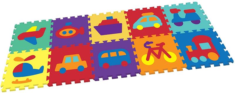 Photo 1 of Vehicle Rubber EVA Foam Puzzle Play Mat Floor. 10 Interlocking playmat Tiles (Tile:12X12 Inch/9 Sq.feet Coverage). Ideal for Crawling Baby, Infant, Classroom, Toddlers, Kids, Gym Workout
