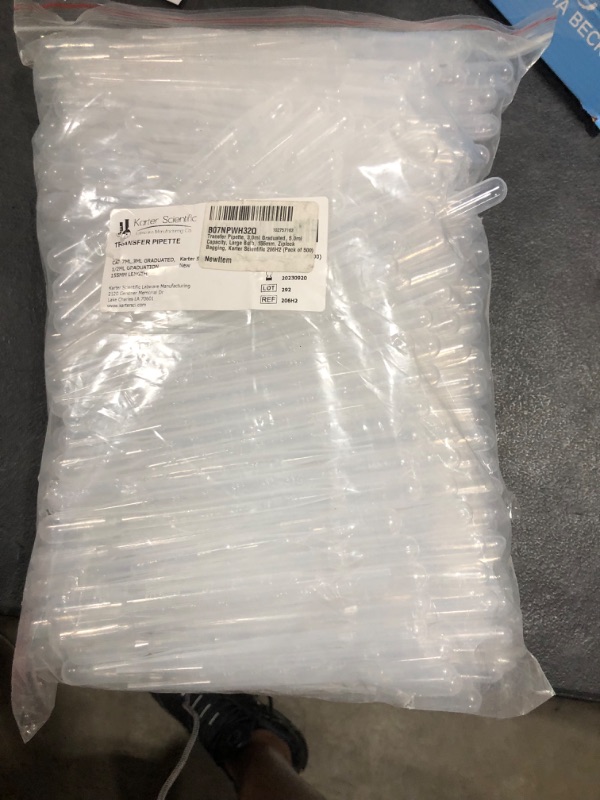 Photo 1 of Transfer Pipette, 7.0ml Capacity, 3.0ml Graduated, Large Bulb, 155mm, 3.2ml Bulb Draw, Ziplock Bagging, Karter Scientific 206H2 (Pack of 500)
