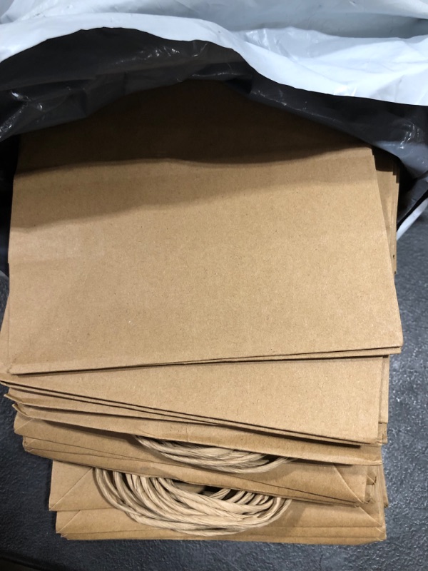 Photo 2 of (50 Pack) Premium Quality - Trendy Wine Kraft Bags (Double) with Handles, Perfect Fit for Your Wine, Beer and Whiskey Bottles. (6,5 x 3,5 x 13)
