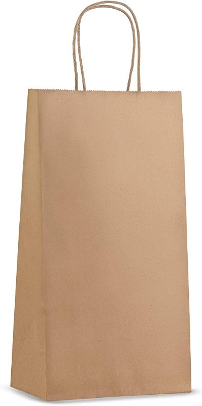 Photo 1 of (50 Pack) Premium Quality - Trendy Wine Kraft Bags (Double) with Handles, Perfect Fit for Your Wine, Beer and Whiskey Bottles. (6,5 x 3,5 x 13)
