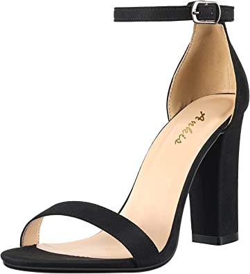 Photo 1 of Ankis Nude Black Clear Heels for Women Open Toe Ankle Strap High Heel Sandals Party Wedding Strappy Buckle Sandals Standard 4 Inches Tall High Heel Design 8.5

