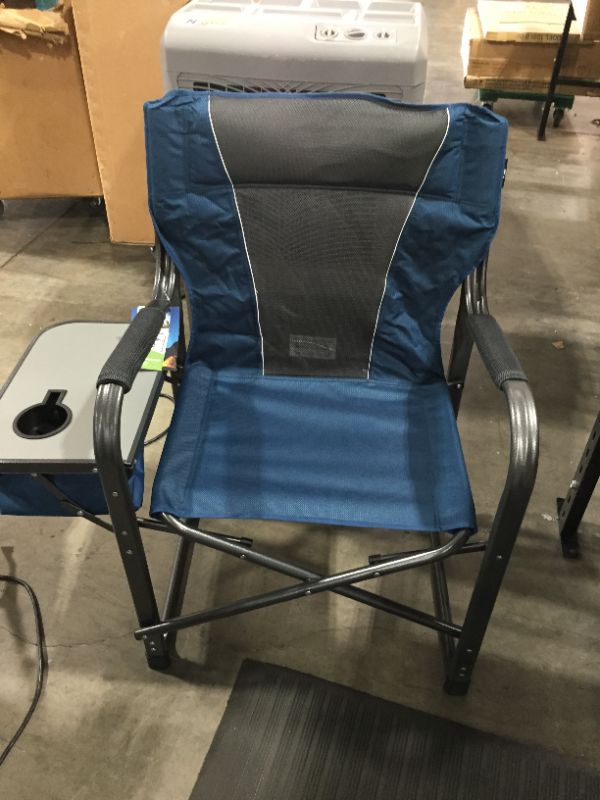 Photo 2 of ALPHA CAMP Director Chair Folding Camping Chair with Side Table Heavy Duty Portable Chair with Cup Holder Cooler Bag Steel Outdoor Chair for Adults Oversized Lawn Chair for Picnic?Capacity-350 lbs
