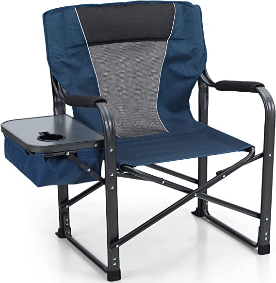 Photo 1 of ALPHA CAMP Director Chair Folding Camping Chair with Side Table Heavy Duty Portable Chair with Cup Holder Cooler Bag Steel Outdoor Chair for Adults Oversized Lawn Chair for Picnic?Capacity-350 lbs
