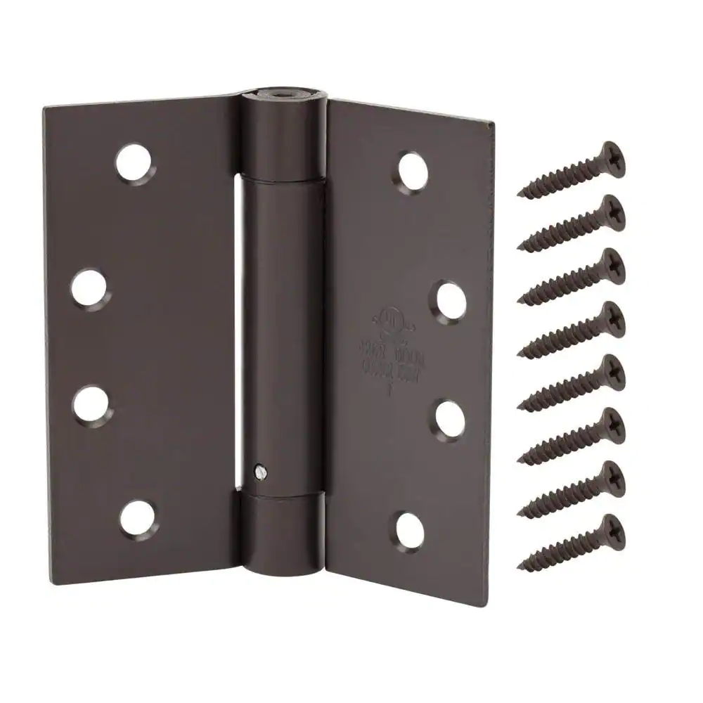 Photo 1 of 4 in. Square Oil-Rubbed Bronze Adjustable Spring Door Hinge
