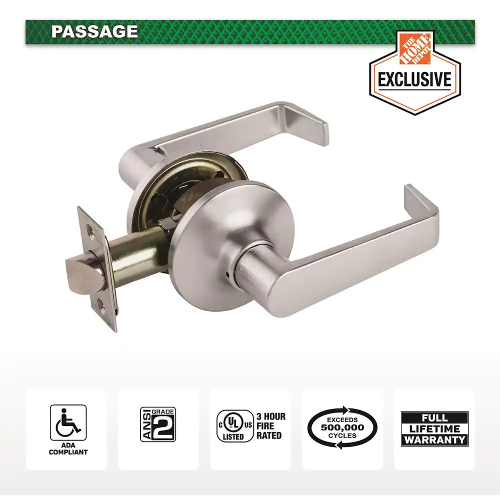 Photo 1 of Commercial 2-3/4 in. Satin Chrome Standard Duty Passage Hall/Closet Door Lever

