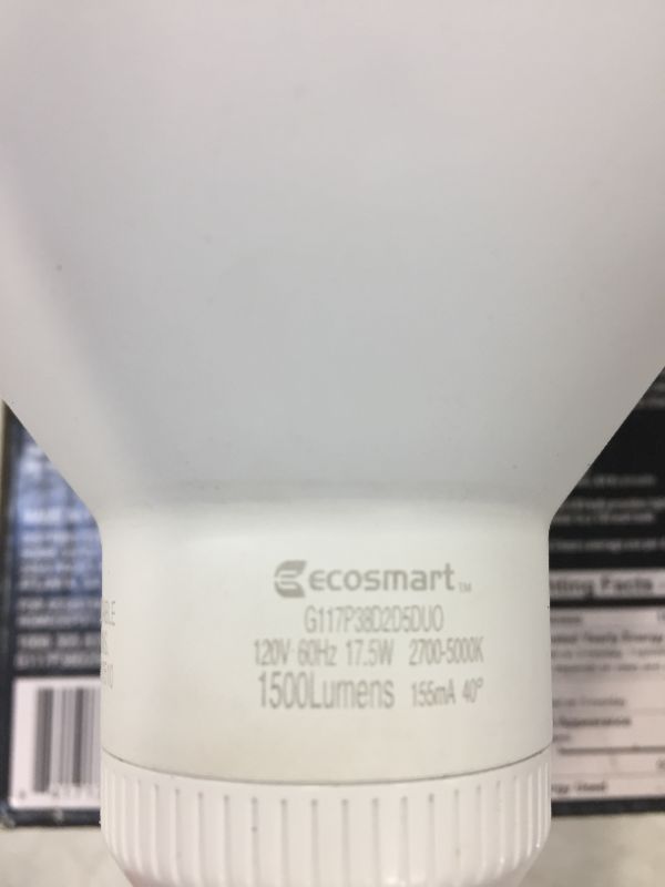 Photo 1 of EcoSmart 150W Equivalent PAR38 Dimmable CEC Flood Dusk to Dawn LED Light Bulb