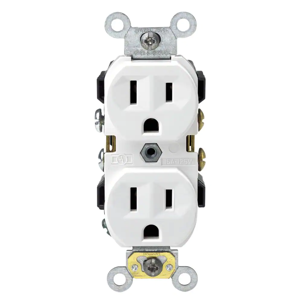 Photo 1 of (2 pack) 15 Amp Commercial Grade Duplex Outlet, White
