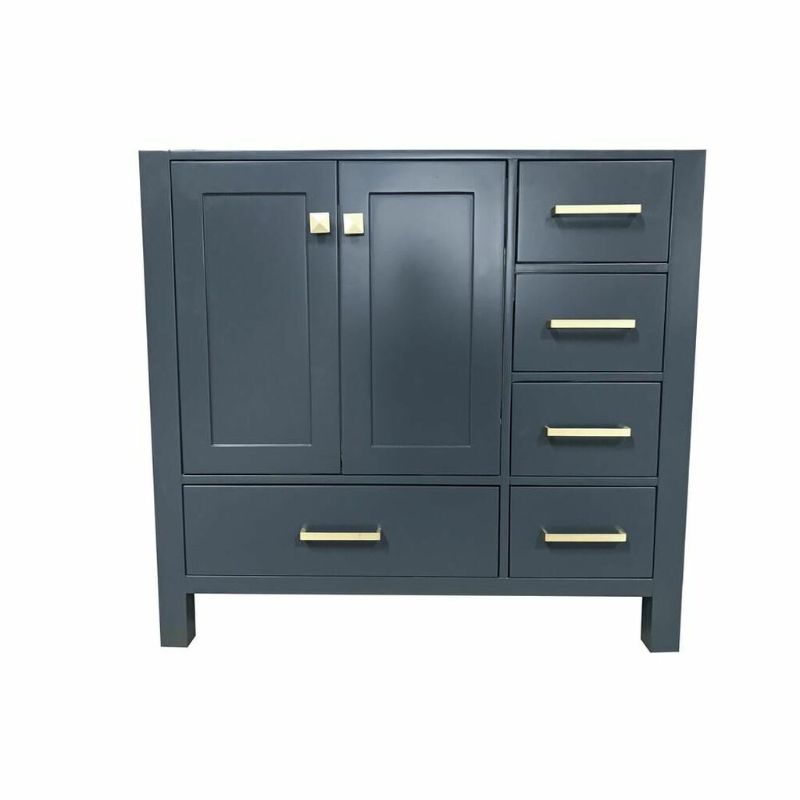 Photo 1 of ARIEL CAMBRIDGE 36 LEFT OFFSET SINGLE SINK BASE CABINET IN MIDNIGHT BLUE INCLUDES BELMONT OVAL SINK 
