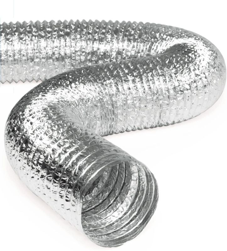 Photo 1 of 8" Inch Aluminum Hose Flexible Air Duct Pipe for Rigid HVAC Flex Ductowrk - 25' Feet Long
