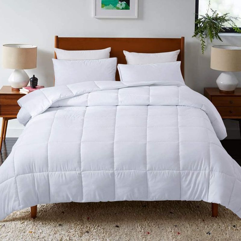 Photo 1 of  Quilted Comforter-White Lightweight Comforter  Full 82x86 Inches