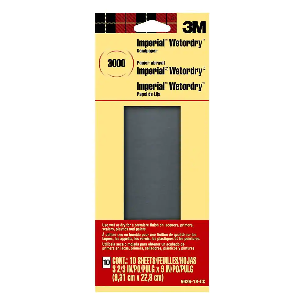 Photo 1 of 3-2/3 in. x 9 in. 3000 Grit Super Ultra Fine Grade Sandpaper (10 Sheets/Pack)
