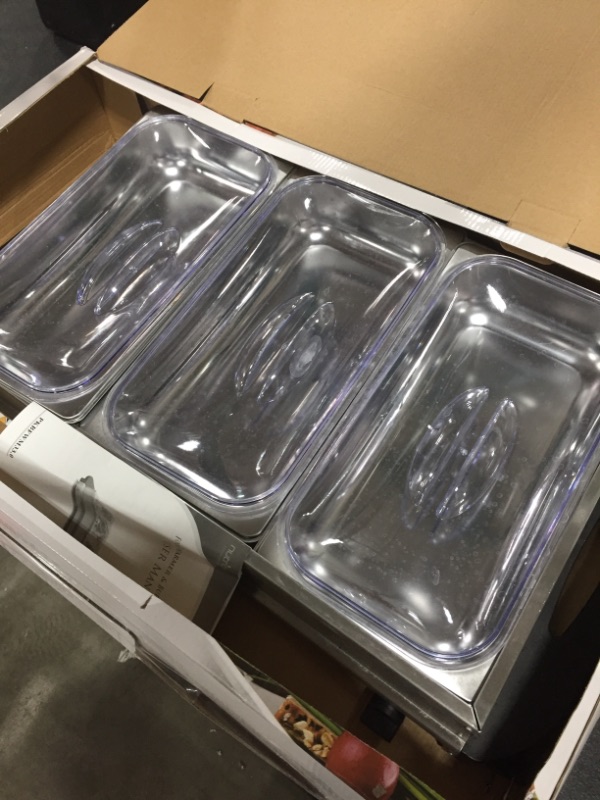 Photo 1 of NutriChef 3 Buffet Warmer Server Professional Hot Plate Food Warmer Station , Easy Clean Stainless Steel , Portable & Great for Parties Holiday & Events Max Temp 175F
