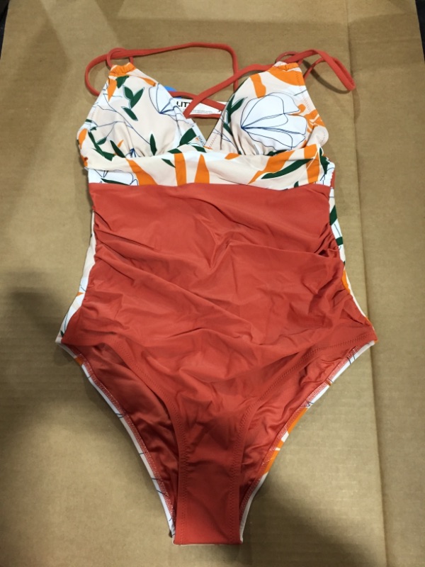 Photo 2 of Alexandra Tropical Crisscross One Piece Swimsuit (M)
