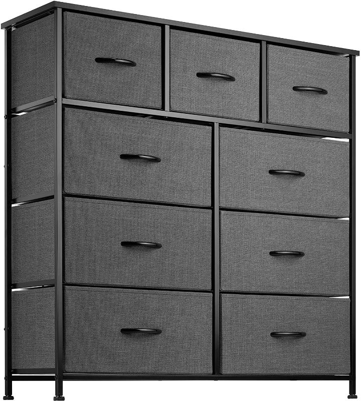 Photo 1 of 9 Drawer Dresser Organizer Fabric Storage Chest for Bedroom, Hallway, Entryway, Closets, Nurseries. Furniture Storage Tower Sturdy Steel Frame