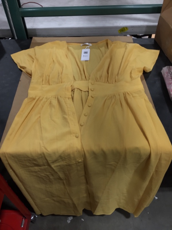 Photo 2 of Aubriella Yellow Button Front Split Dress (XL)
