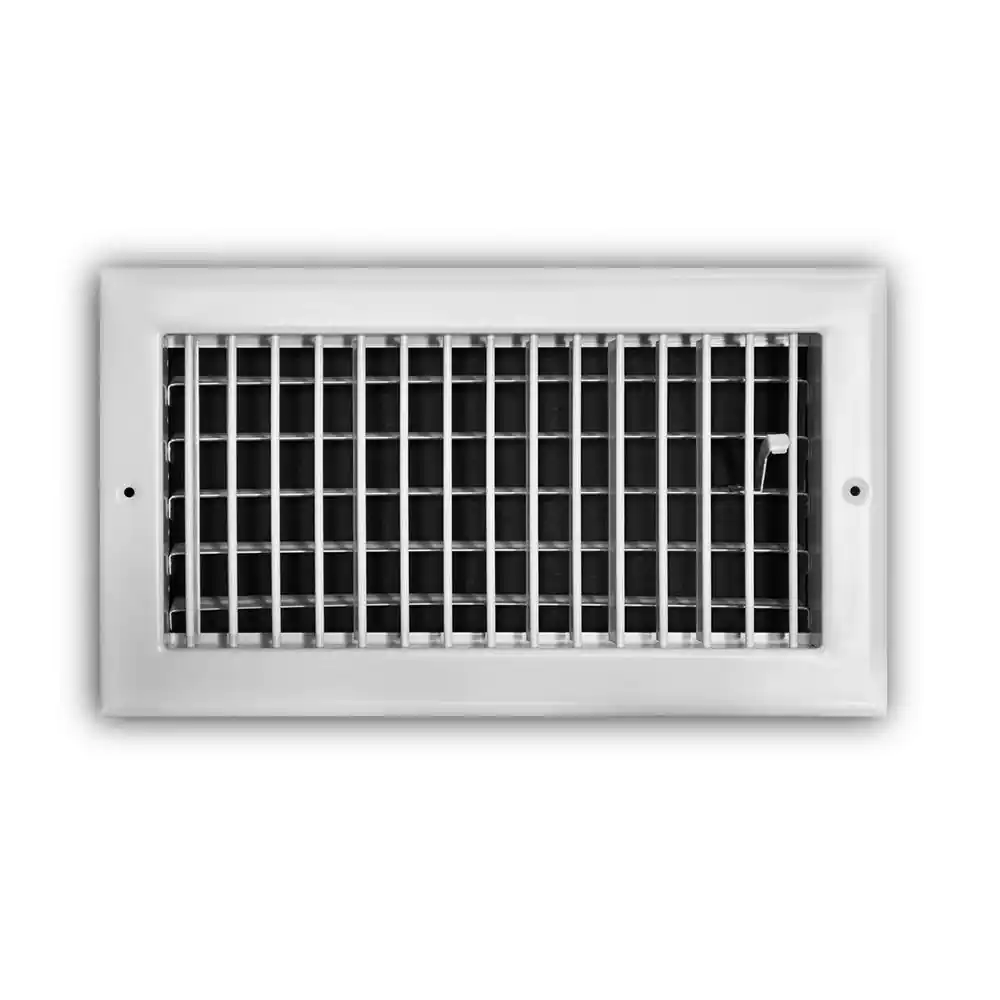 Photo 1 of 12 in. x 6 in. 1-Way Steel Adjustable Wall/Ceiling Register in White
