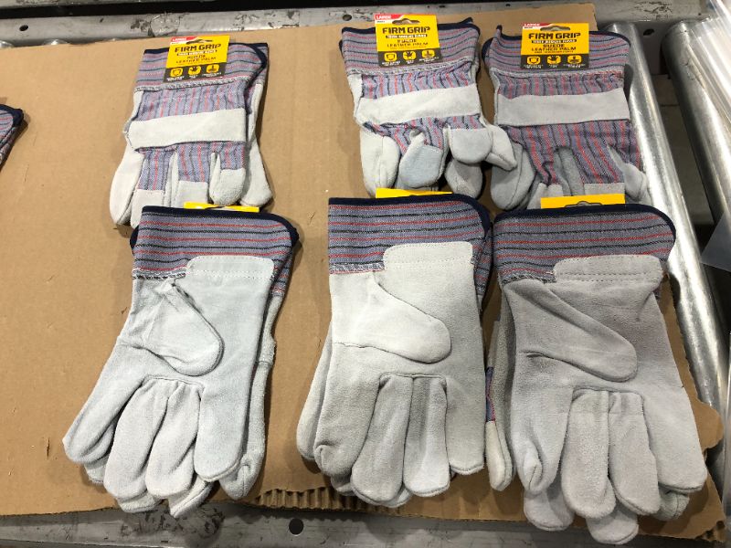 Photo 2 of 6 PACK!!! FIRM GRIP Suede Leather Palm Large Glove, Gray
