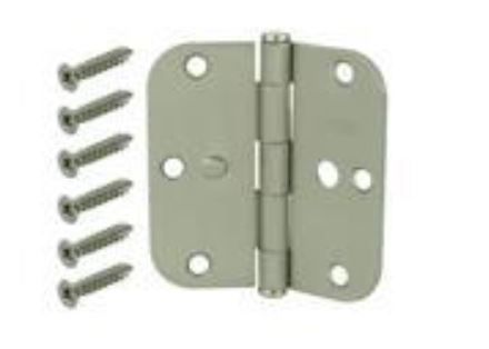 Photo 1 of 3-1/2 in. Satin Nickel 5/8 in. Radius Security Door Hinges (3-Pack) bundle
