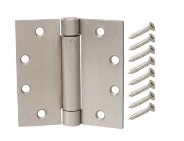 Photo 1 of 4 in. Square Satin Chrome Adjustable Spring Door Hinge 6 pack bundle 
