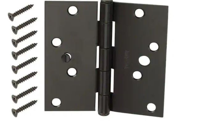 Photo 1 of  Hinges 4 in. Oil-Rubbed Bronze Square Corner Security Door Hinges 3 pack 