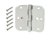 Photo 1 of 3-1/2 in. Chrome 5/8 in. Radius Security Door Hinges Value Pack (3-Pack) bundle 
