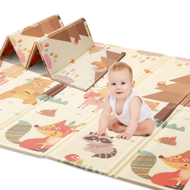 Photo 1 of 78" X 70" X 0.6" Baby Play Mat Floor Mat Foam Playmat, Non-Toxic Foldable Waterproof Crawling Mat for Toddlers and Infants
