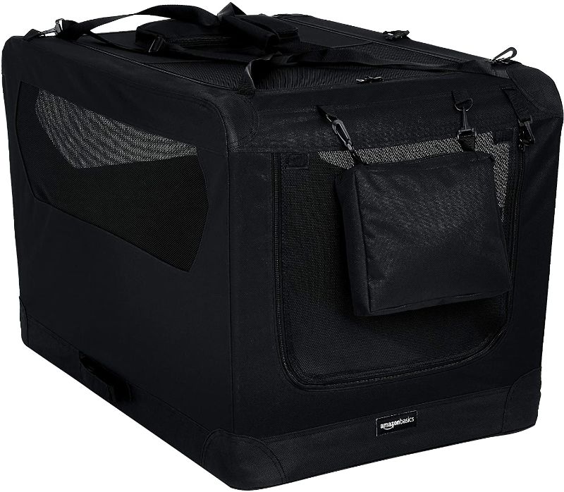 Photo 1 of Amazon Basics Folding Portable Soft Pet Dog Crate Carrier Kennel - 30 x 21 x 21 Inches, Black
