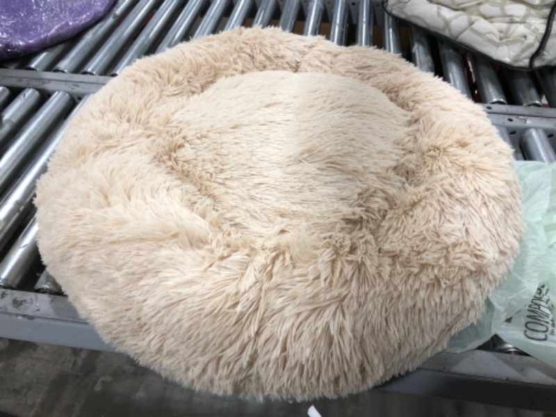 Photo 2 of Active Pets Calming Donut Cat and Dog Bed in Shag Fur Taupe Small 28x28
