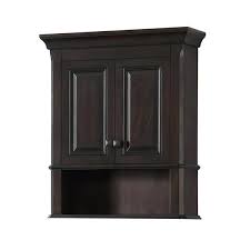 Photo 1 of Home Decorators Collection Moorpark 24 in. W x 28 in. H x 7-3/4 in. D Bathroom Storage Wall Cabinet in Burnished Walnut