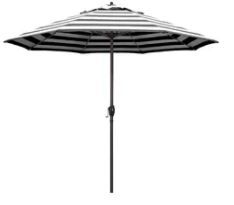 Photo 1 of Doifun 9ft patio umbrella aluminum outdoor umbrella market table umbrella with push button tilt crank 6 sturdy ribs lawn black and white stripe