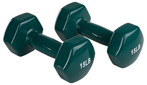 Photo 1 of Amazon Basics Vinyl 15 Pound Dumbbells - Set of 2, Teal